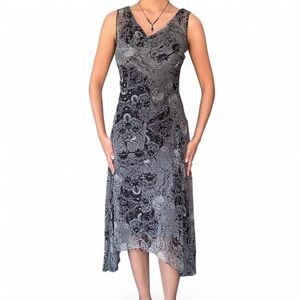 Robbie Bee 100% Silk Vintage Black Maxi Dress Hand Beaded Y2K Formal Dress